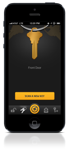 Die gescannten Schlüssel werden in einem digitalen Schlüsselbund gespeichert.
